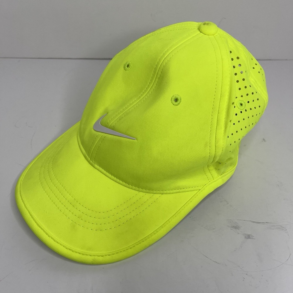 Nike Golf Neon Green Flex Adjustable Hat. Embroidered Nike Logo Mesh Back
